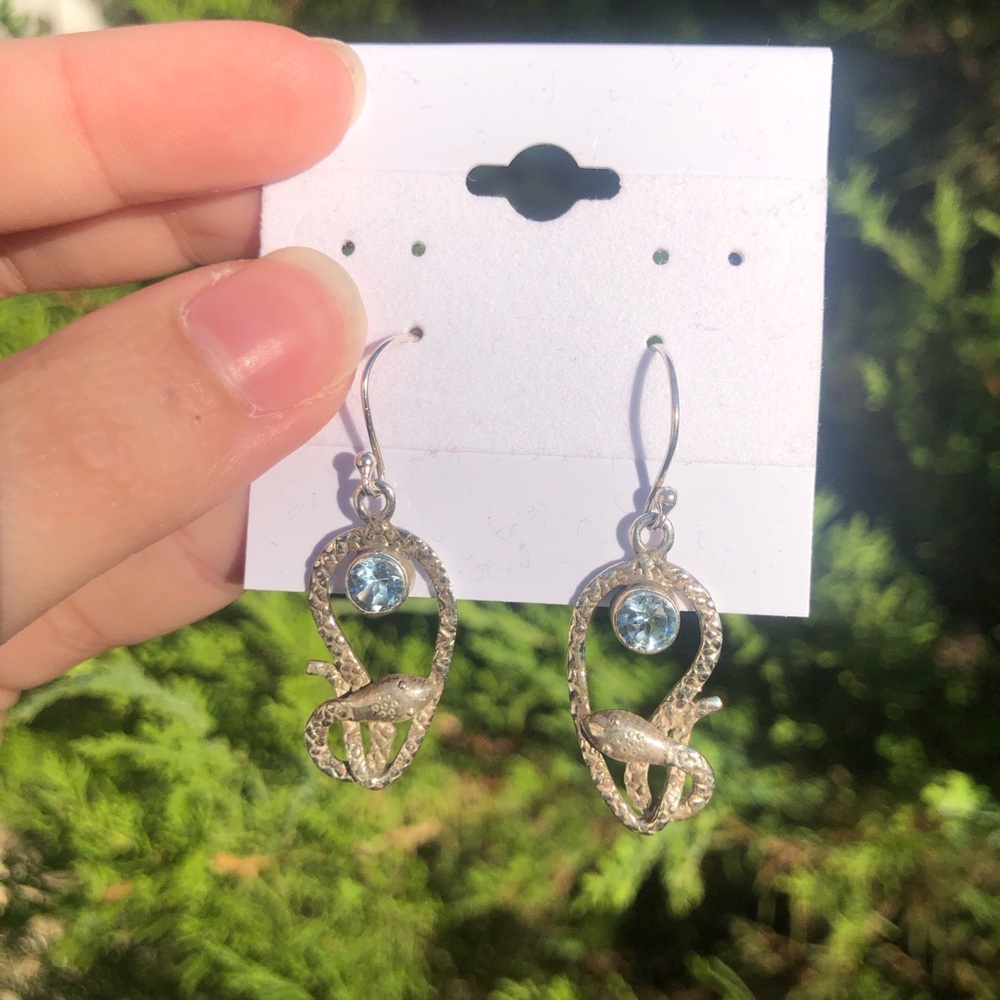 Solid Sterling Blue Topaz Earrings - image 2